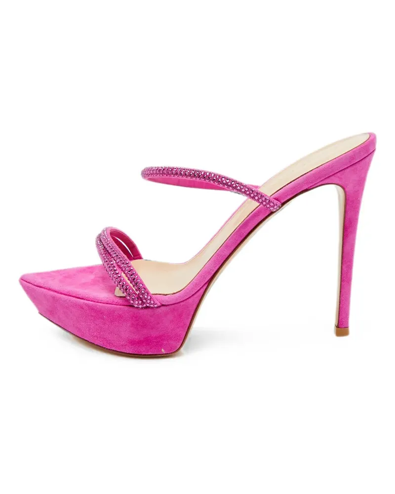 Gianvito Rossi Cannes crystal-embellished platform sandals - Rosa Rosa