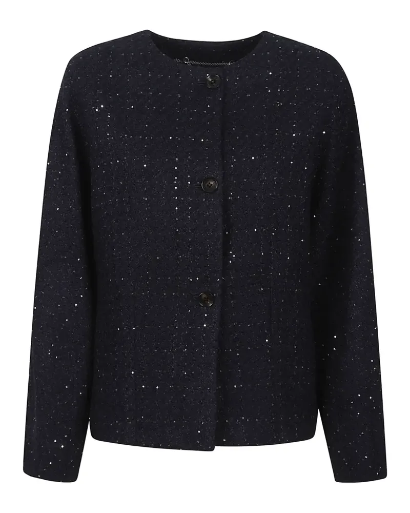 Kiton sequin-embellished bouclé twwed jacket - Blau Blau