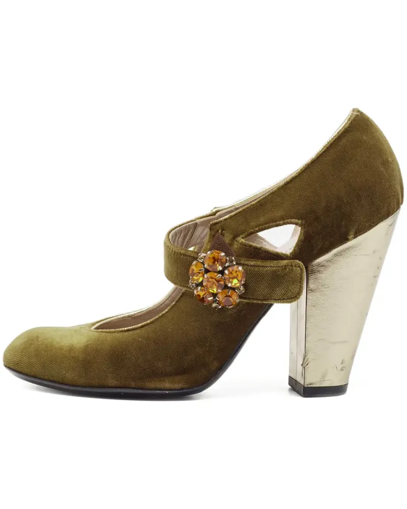 Marc Jacobs Pumps aus Samt mit Schmucksteinen 110mm - Grün Grün