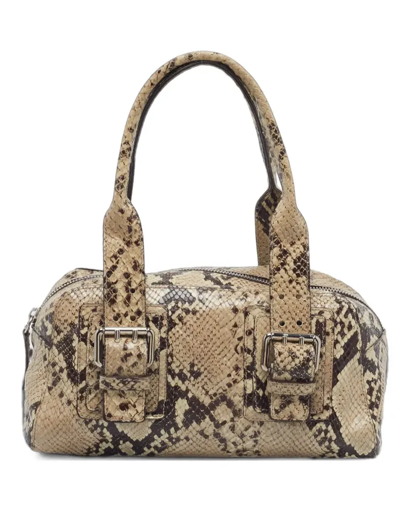 Furla buckle python-embossed tote bag - Nude Nude