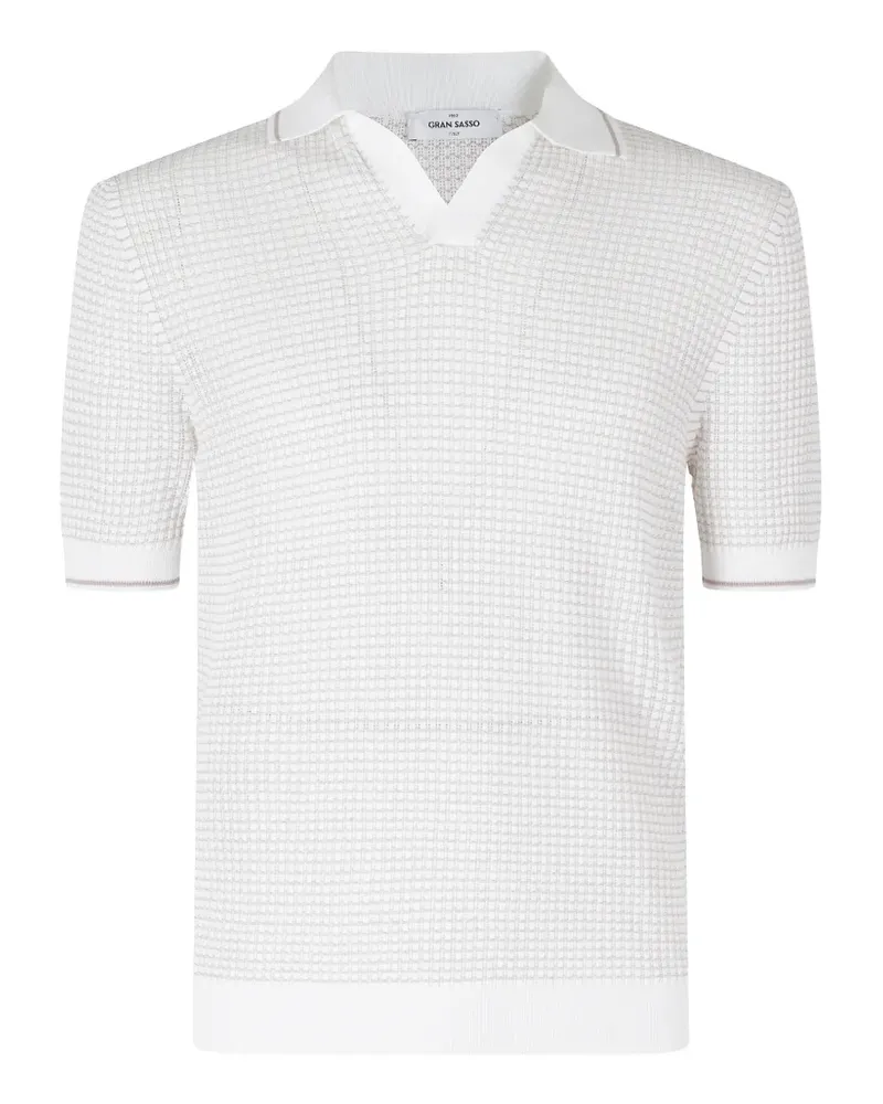 Gran Sasso Poloshirt mit Waffelstrick-Muster - Weiß Weiß
