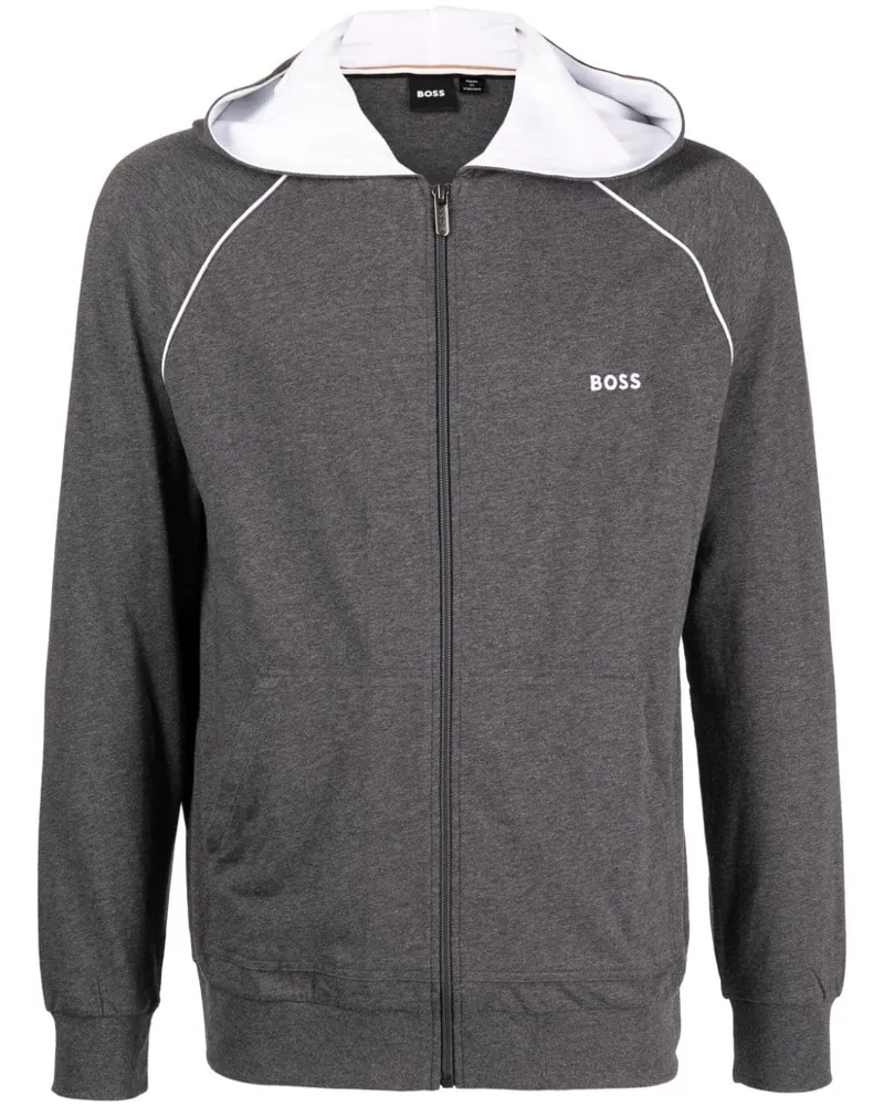 HUGO BOSS Kapuzenjacke mit Logo-Stickerei - Grau Grau