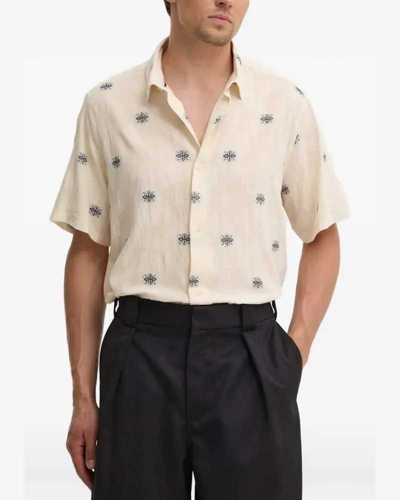 LES DEUX patterned short-sleeved shirt - Nude Nude