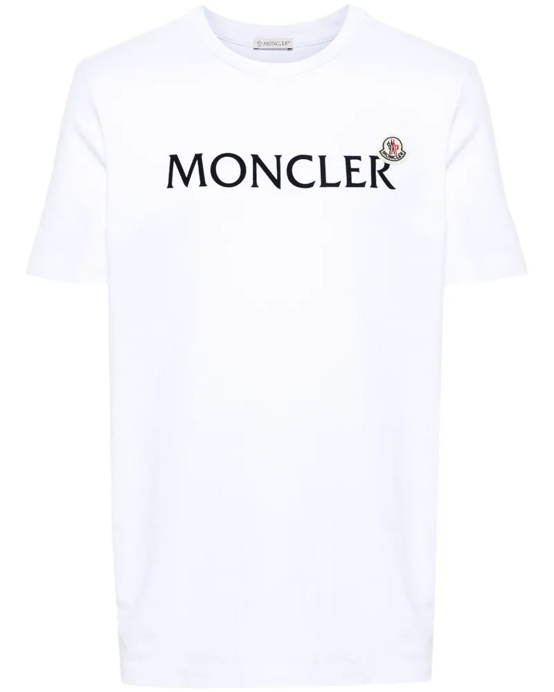 Moncler T-Shirt mit beflocktem Logo - Weiß Weiß