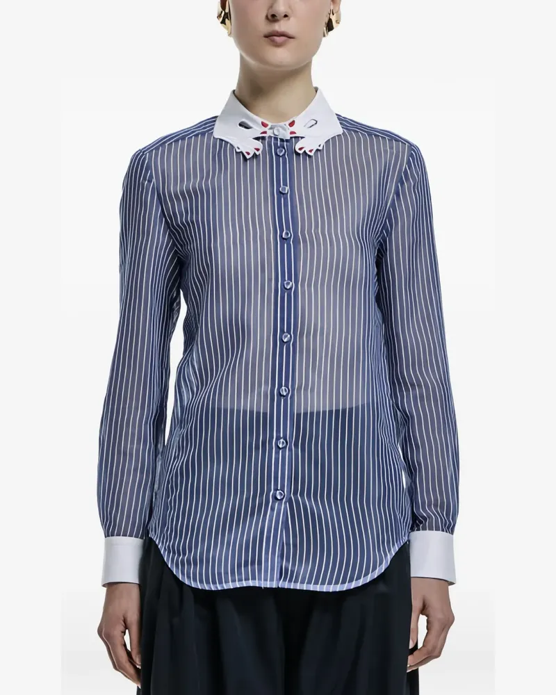 Vivetta striped embroidered-collar shirt - Blau Blau