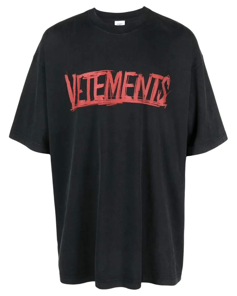 VETEMENTS T-Shirt mit grafischem Print Schwarz