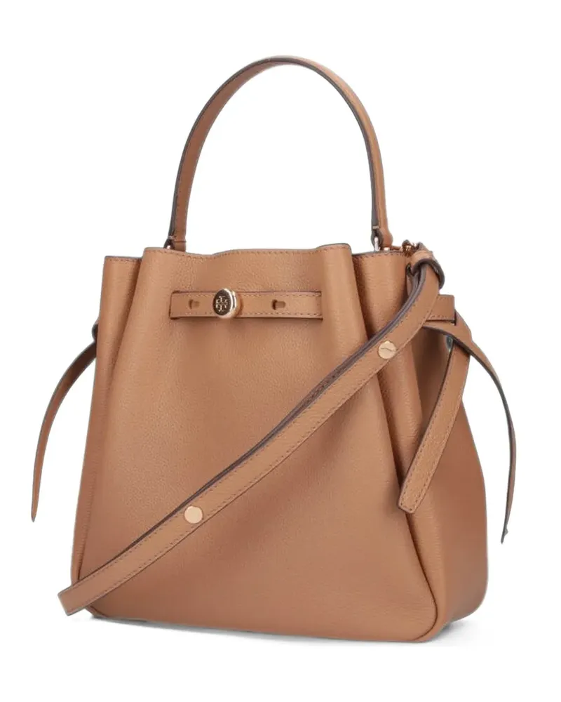 Tory Burch Romy Tote Bag aus gekörntem Leder mit Logoplakette - Nude Nude