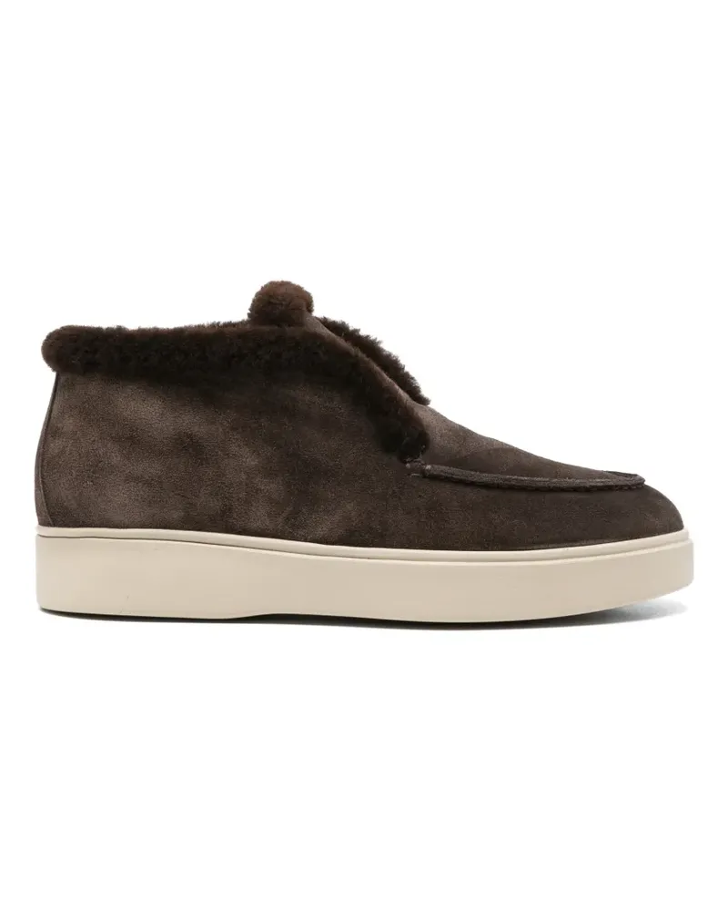 Officine Creative Italia Frame Wildlederstiefel mit Shearling-Borte - Braun Braun