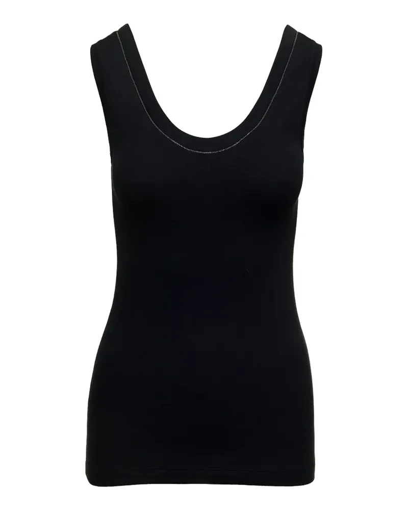 Brunello Cucinelli Monilli-detail ribbed-knit tank top - Schwarz Schwarz