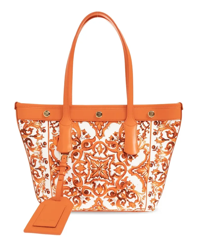 Dolce & Gabbana small Atene majolica-print tote bag - Weiß Weiß