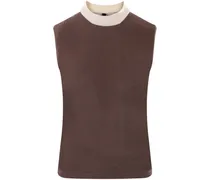 contrast-collar fine-knit vest