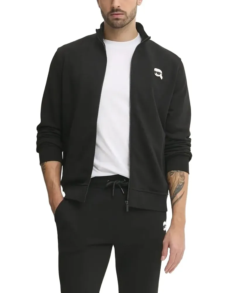 Karl Lagerfeld Sweatshirtjacke mit Logo-Patch - Schwarz Schwarz