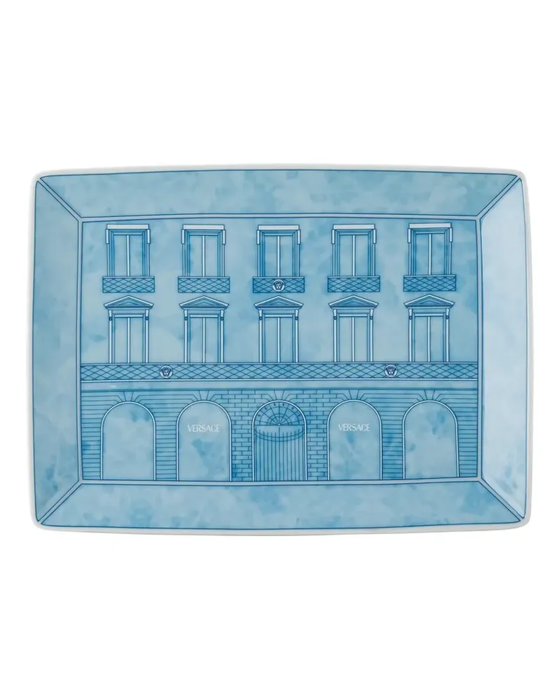 Versace Palazzo architectural-print rectangular plate - Blau Blau