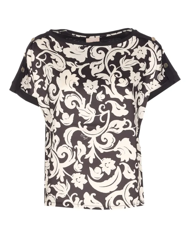 Liu Jo printed shoulder-button T-shirt - Schwarz Schwarz