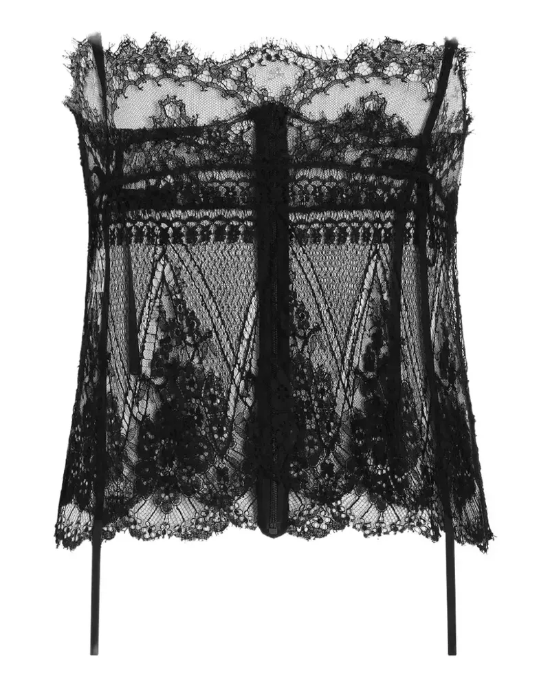 Dolce & Gabbana Spitzentop mit Schleifenverschluss - Schwarz Schwarz