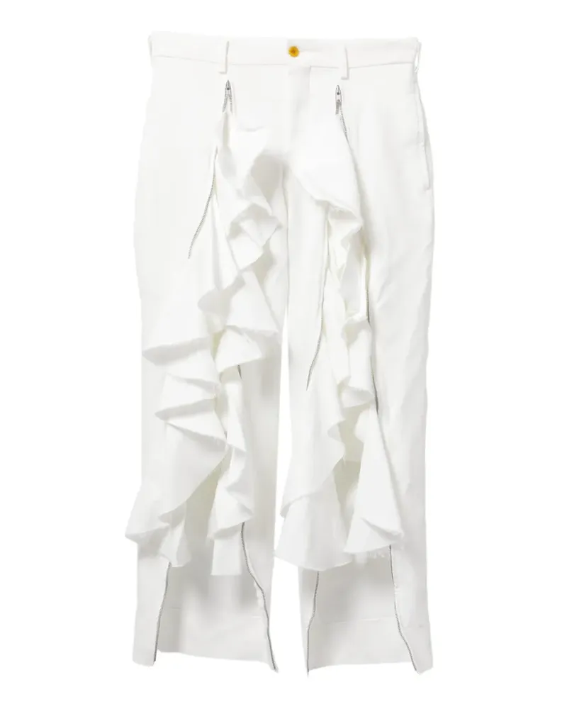 Comme des Garçons Ausgefranste Hose mit Rüschen - Weiß Weiß