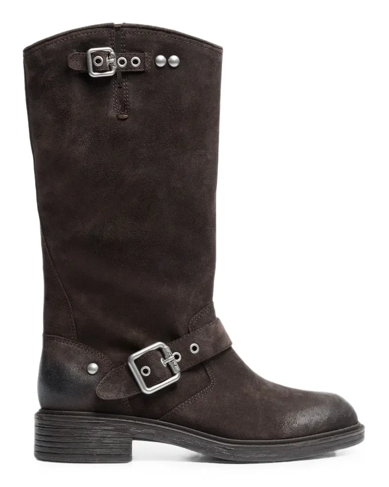 ash Freesia Bikerstiefel mit Schnalle - Braun Braun
