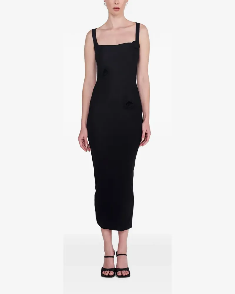 Maygel Coronel Ivy floral-appliqué midi dress - Schwarz Schwarz