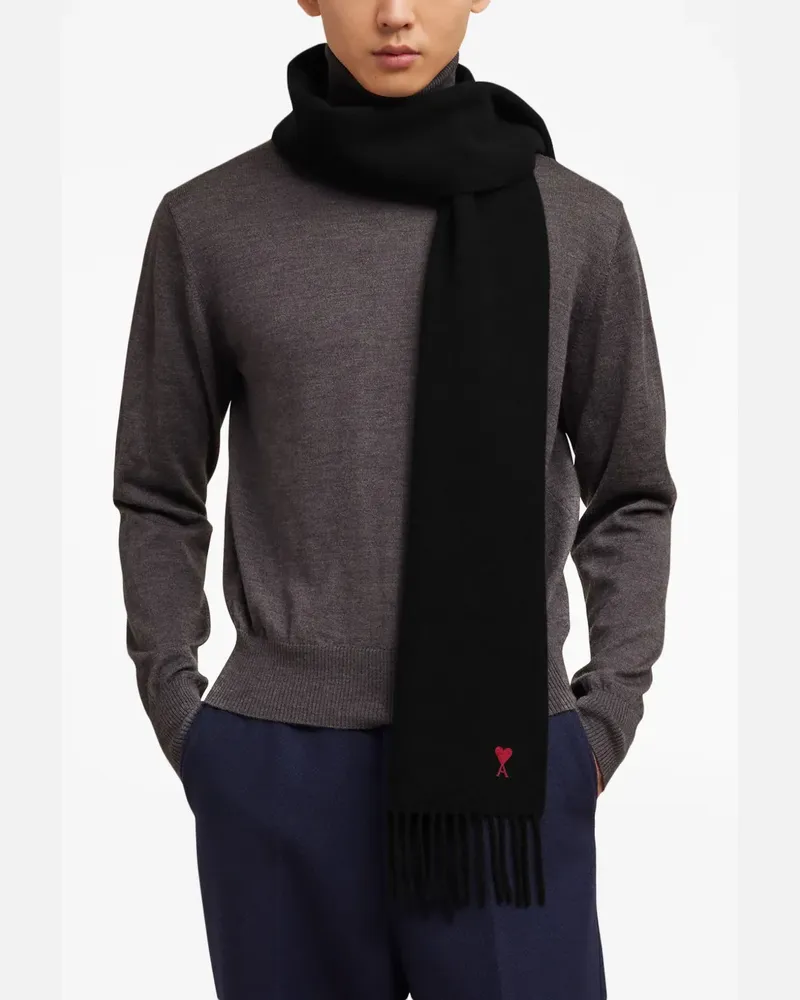 AMI Paris Ami De Coeur Schal - Schwarz Schwarz