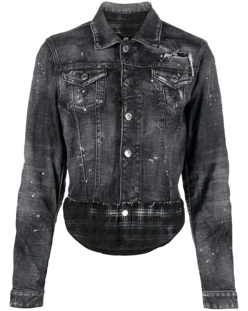 Dsquared2 Jeansjacke im Distressed-Look - Schwarz Schwarz