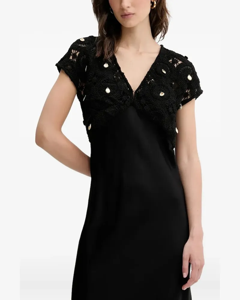Never Fully Dressed Gehäkeltes Maxikleid aus Shell - Schwarz Schwarz