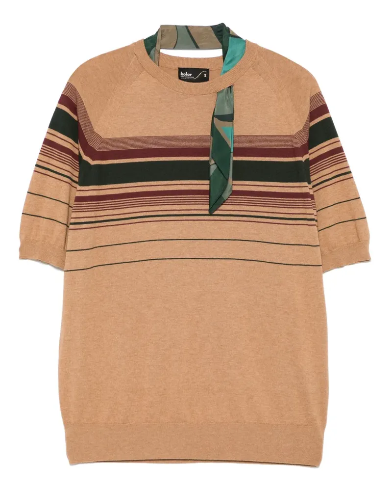 kolor Gestreiftes T-Shirt - Braun Braun