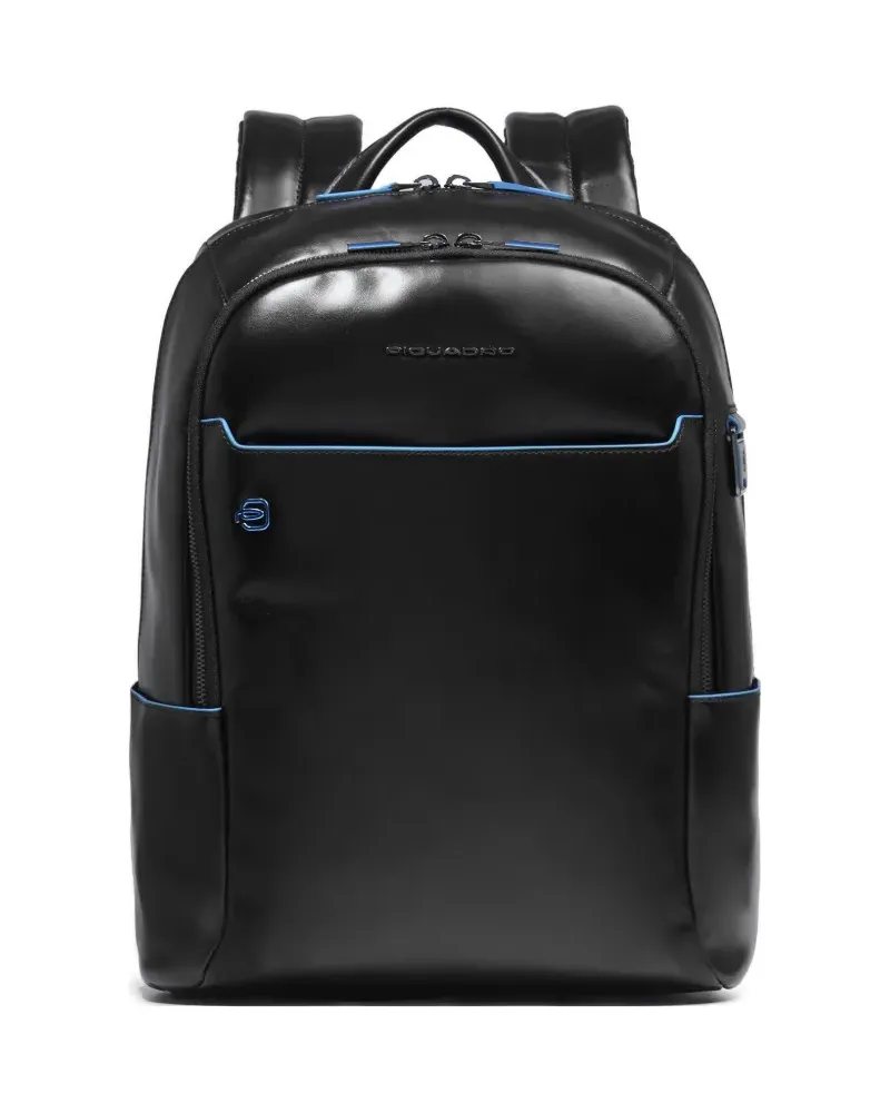 Piquadro leather laptop backpack - Schwarz Schwarz
