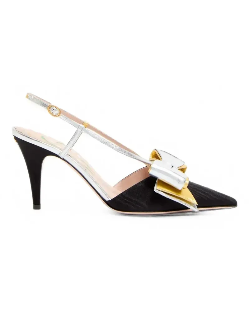 Valentino Garavani Bowow slingback pumps in Moirè fabric 85mm - Schwarz Schwarz
