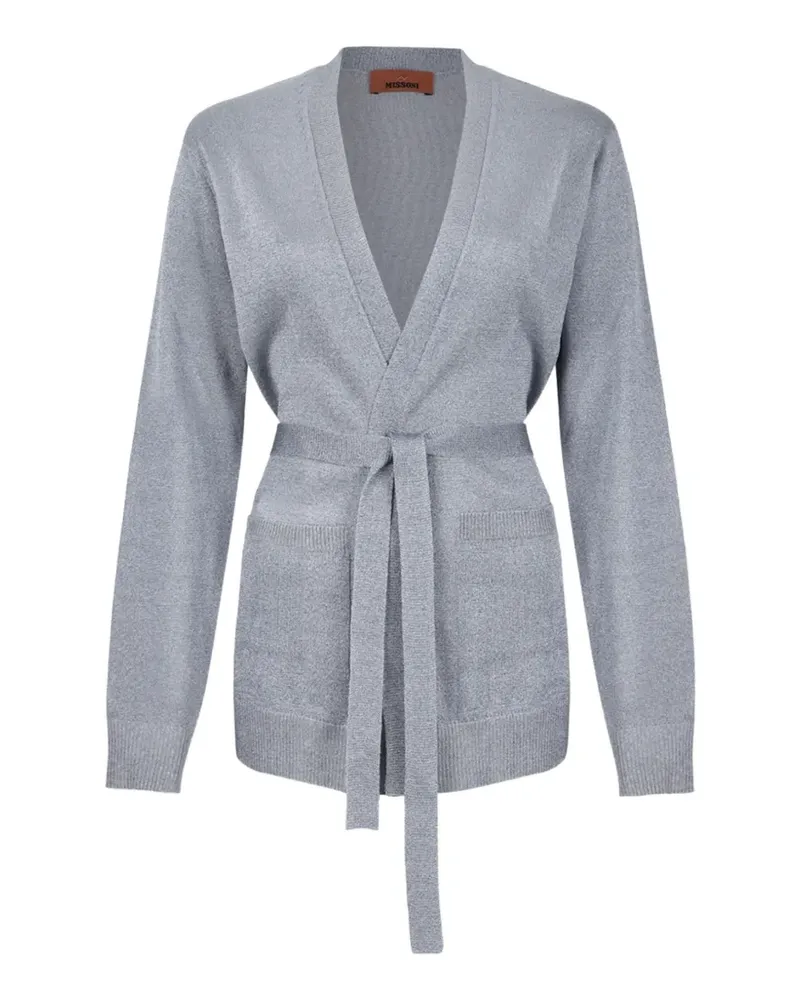 Missoni Cardigan im Metallic-Look mit Gürtel - Blau Blau