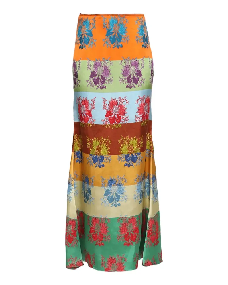 Rosie Assoulin Slippery When Wet floral striped maxi skirt - Orange Orange