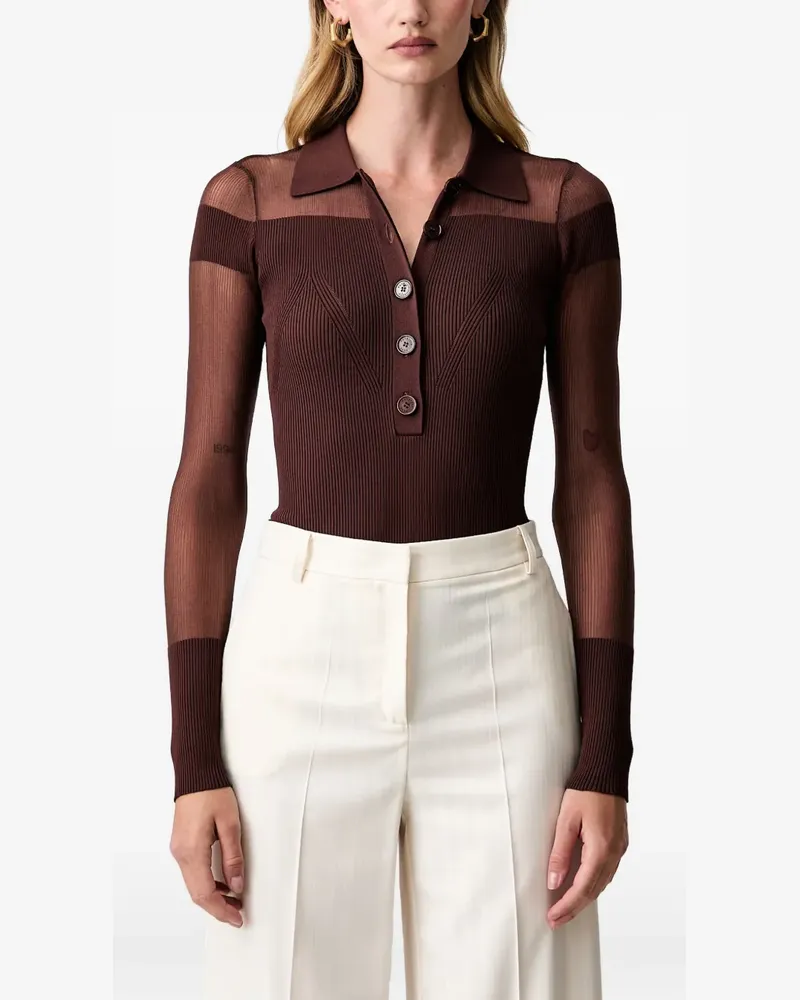 Patrizia Pepe Body mit semi-transparentem Einsatz - Braun Braun