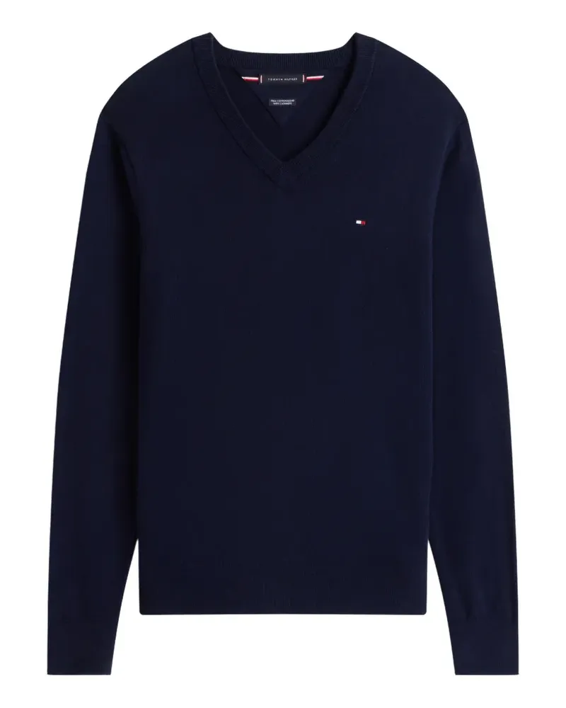 Tommy Hilfiger Pullover mit V-Ausschnitt - Blau Blau
