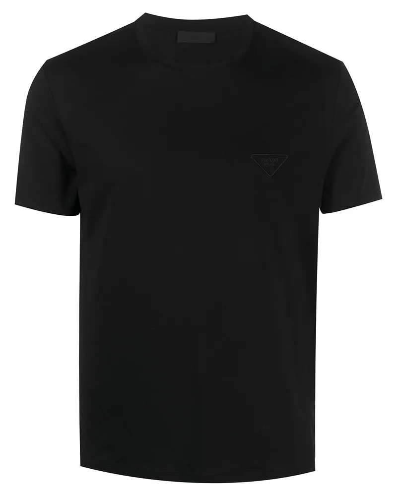 Prada T-Shirt mit Logo-Stickerei - Schwarz Schwarz