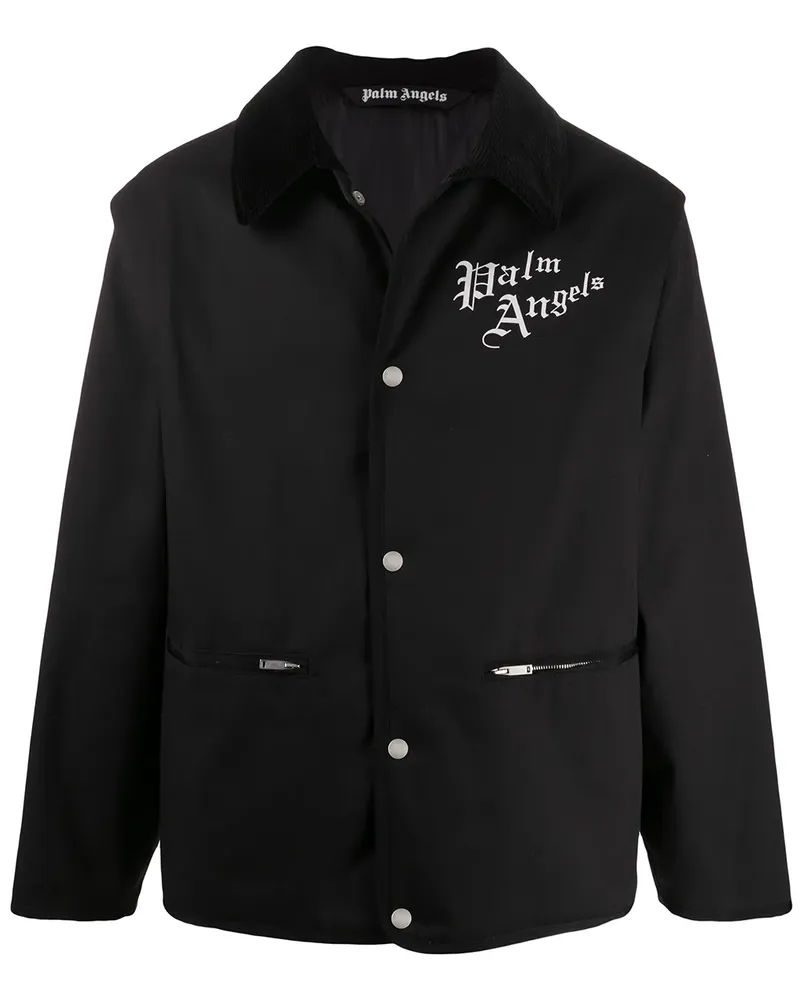 Palm Angels Jeansjacke mit Logo - Schwarz Schwarz