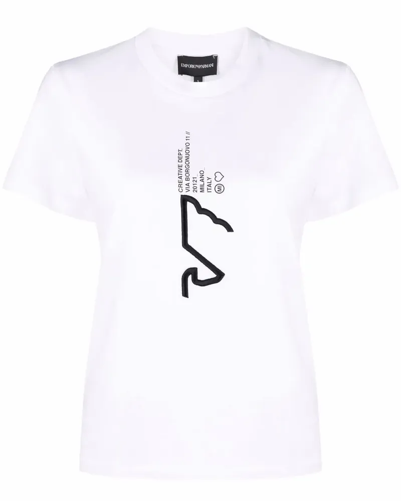 Emporio Armani T-Shirt mit grafischer Stickerei - Weiß Weiß