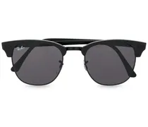 Eckige 'Clubmaster' Sonnenbrille - Schwarz