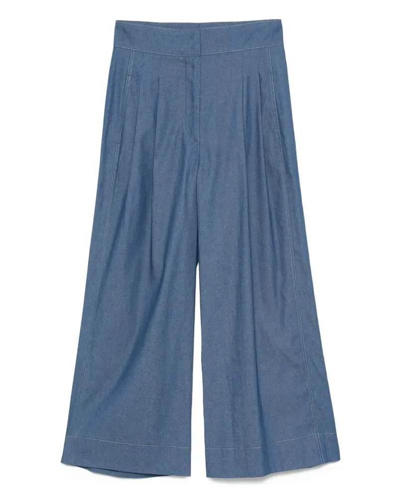 Akris Falten-Culottes mit Ziernähten - Blau Blau