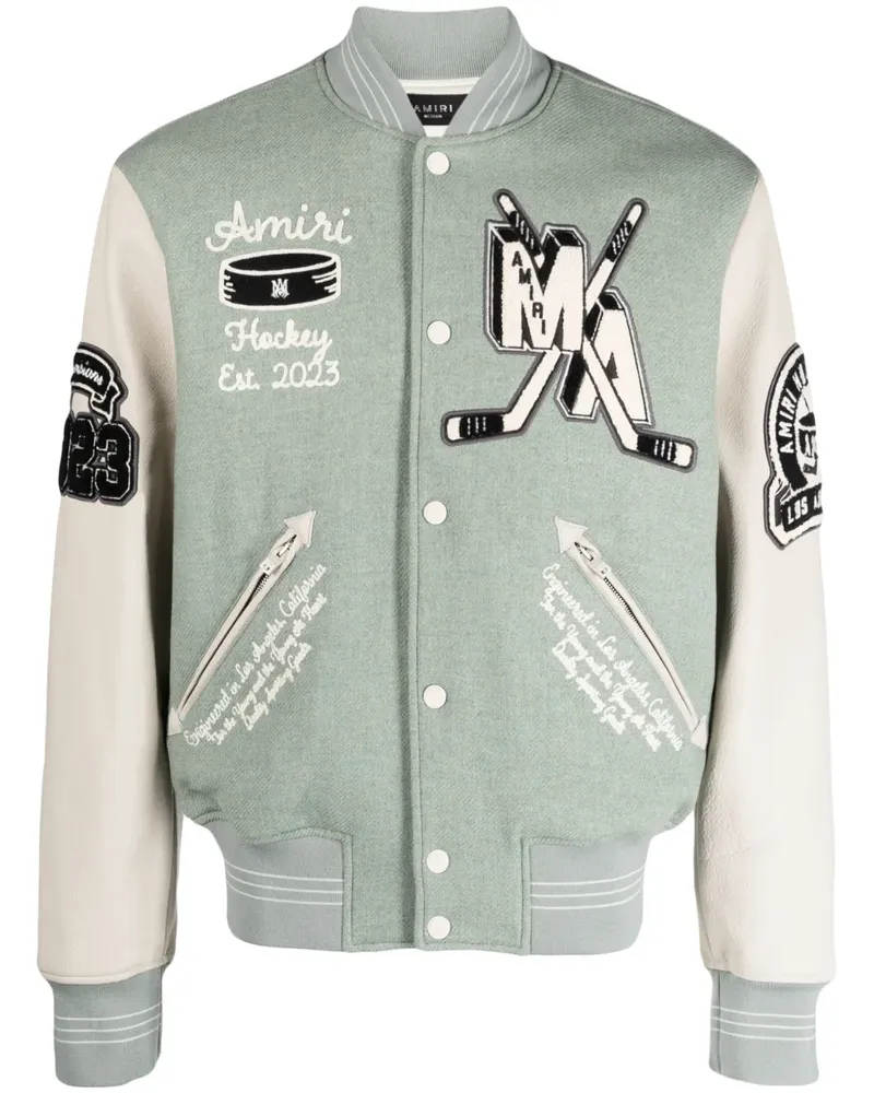 Amiri Collegejacke mit Logo-Applikation - Grün Grün