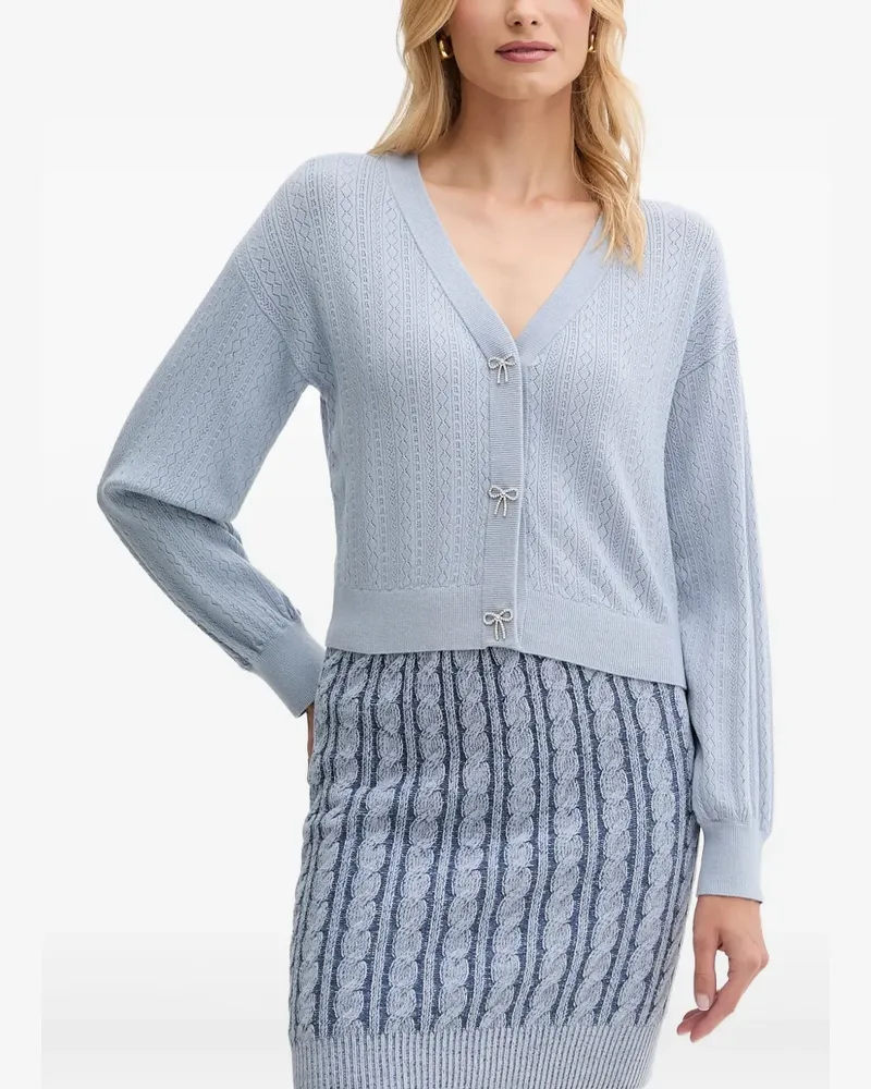Guess Cardigan in Pointelle-Strick mit Schleifenknöpfen - Blau Blau