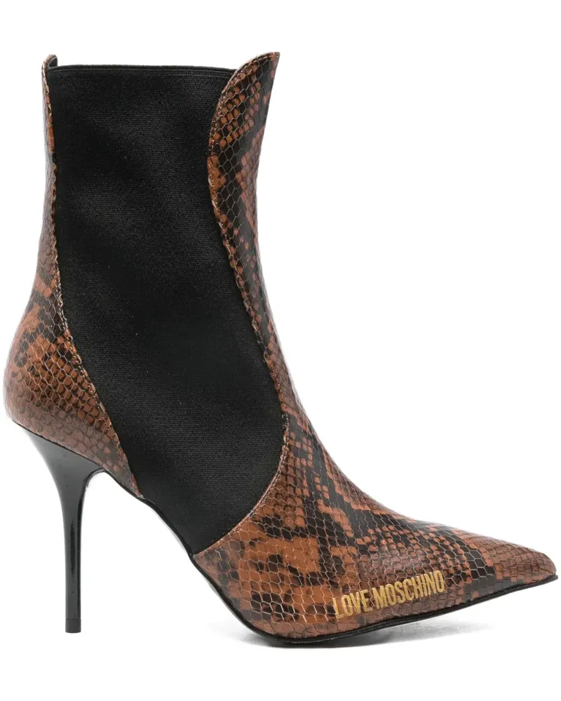 Moschino 100mm leather ankle boots - Braun Braun