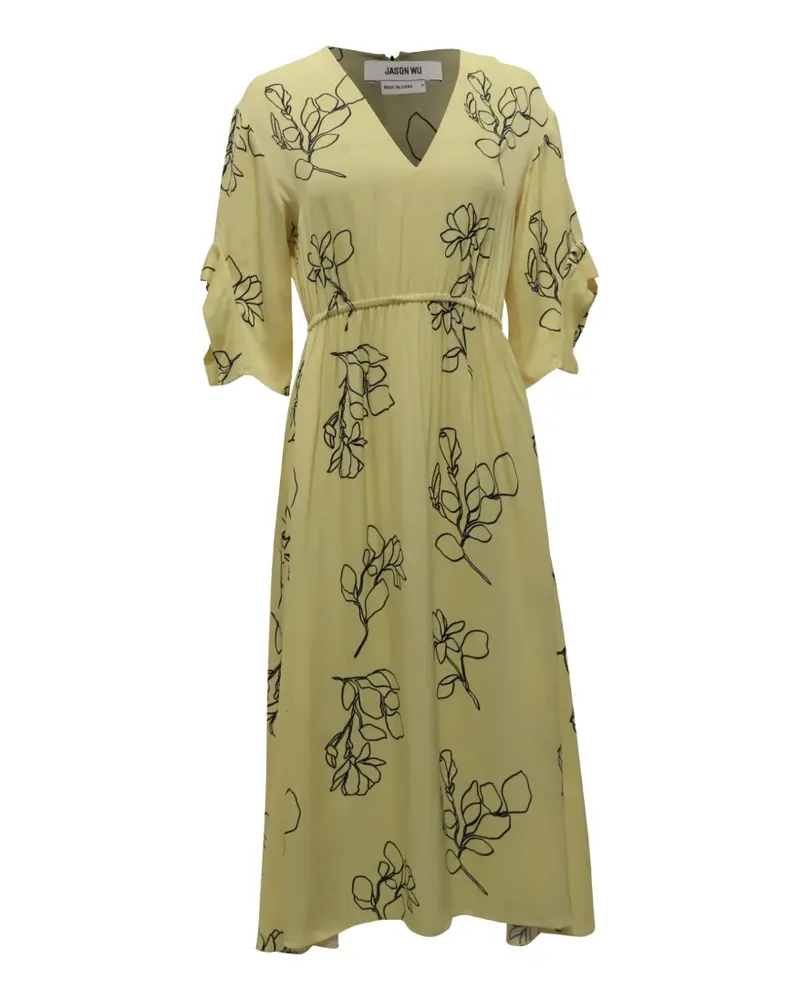 Jason Wu floral-print V-neck midi dress - Gelb Gelb