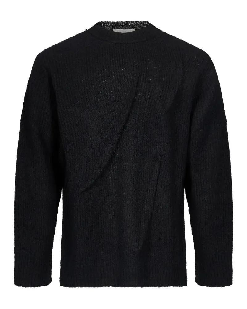 Yohji Yamamoto Tuck Tuck Pullover mit rundem Ausschnitt - Schwarz Schwarz