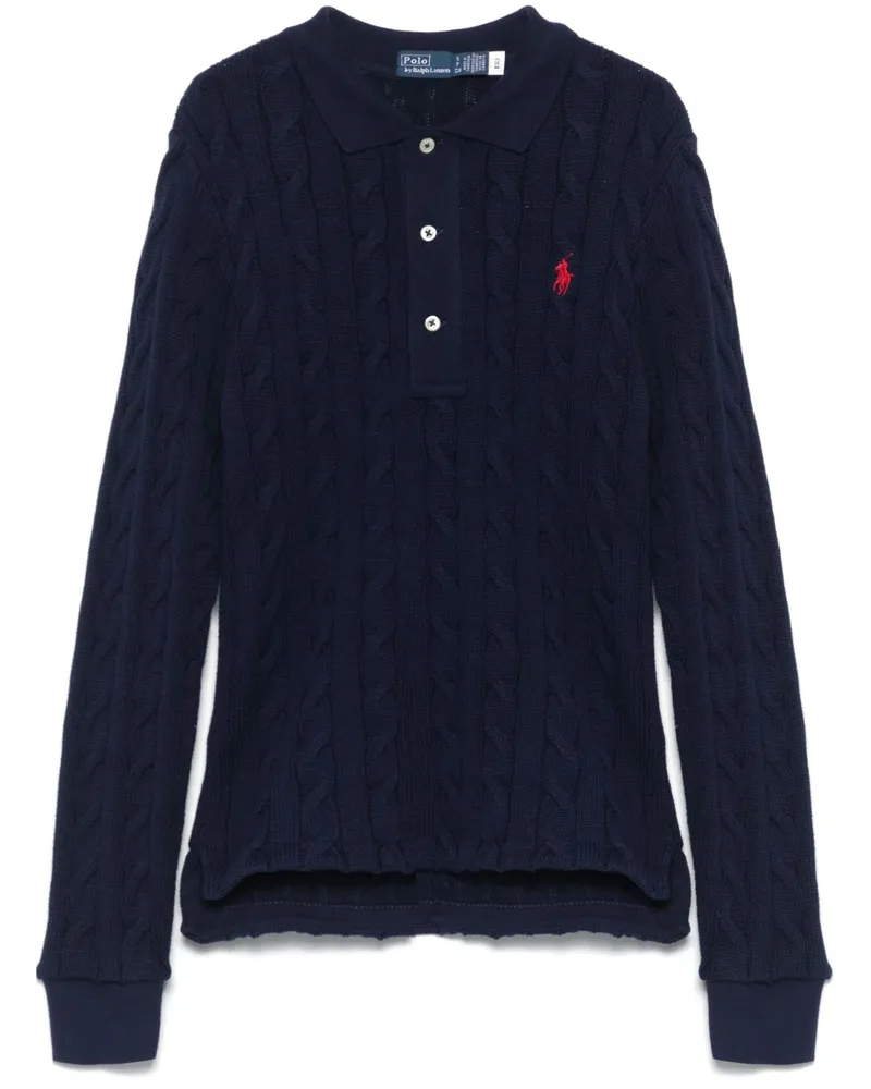 Ralph Lauren Poloshirt mit Zopfmuster - Blau Blau