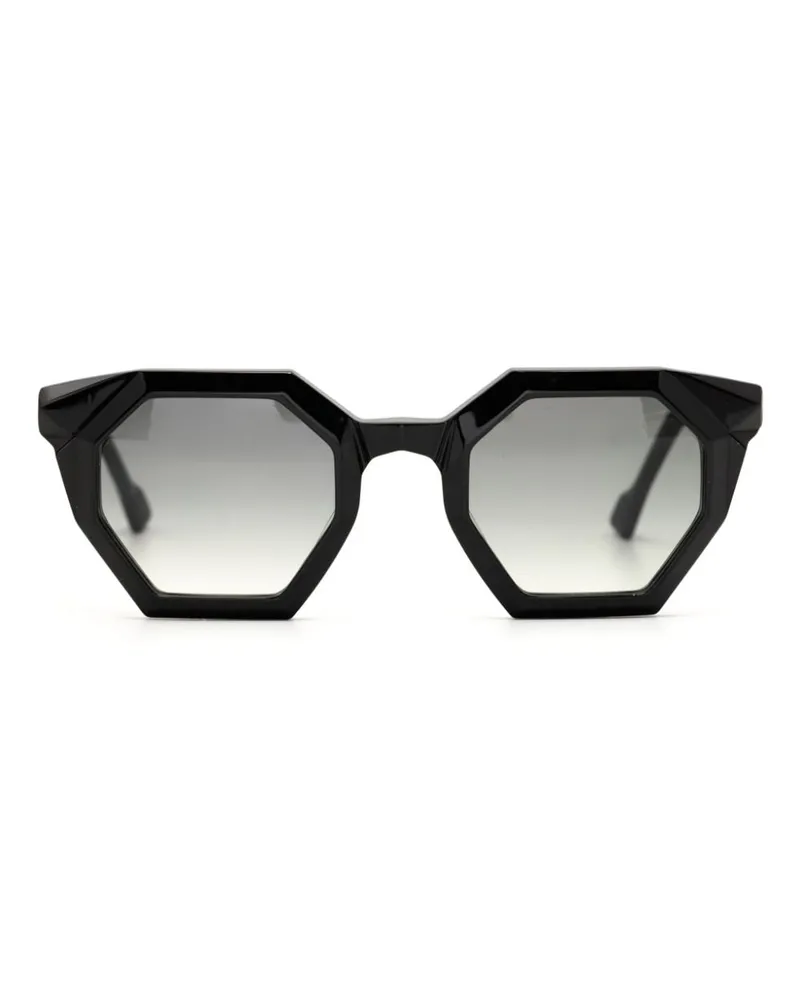 Yohji Yamamoto Sonnenbrille mit geometrischem Gestell - Schwarz Schwarz