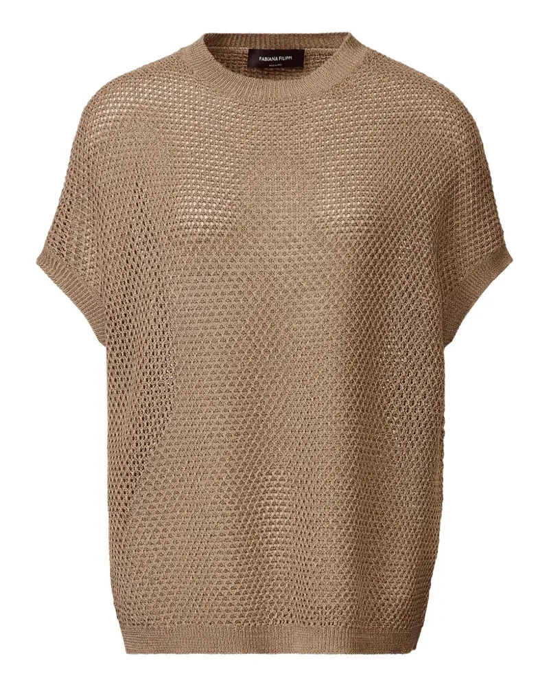 Fabiana Filippi Geripptes Oberteil mit Rundhalsausschnitt - Nude Nude