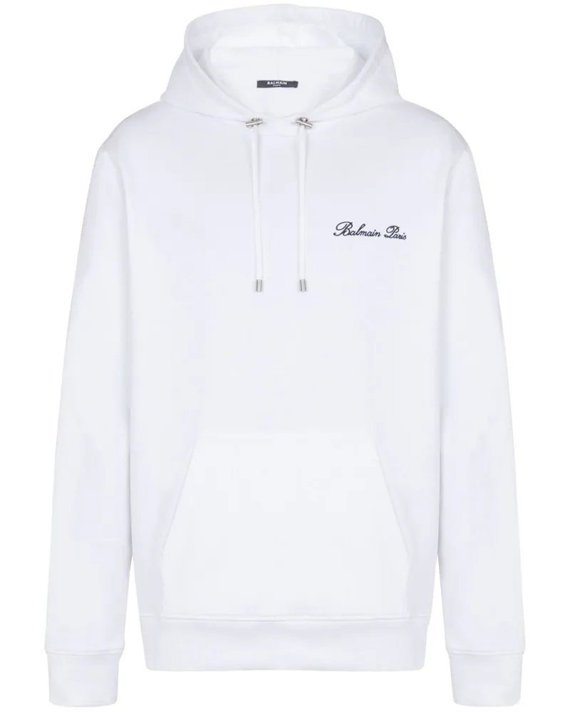 Balmain Hoodie mit Logo-Stickerei - Weiß Weiß