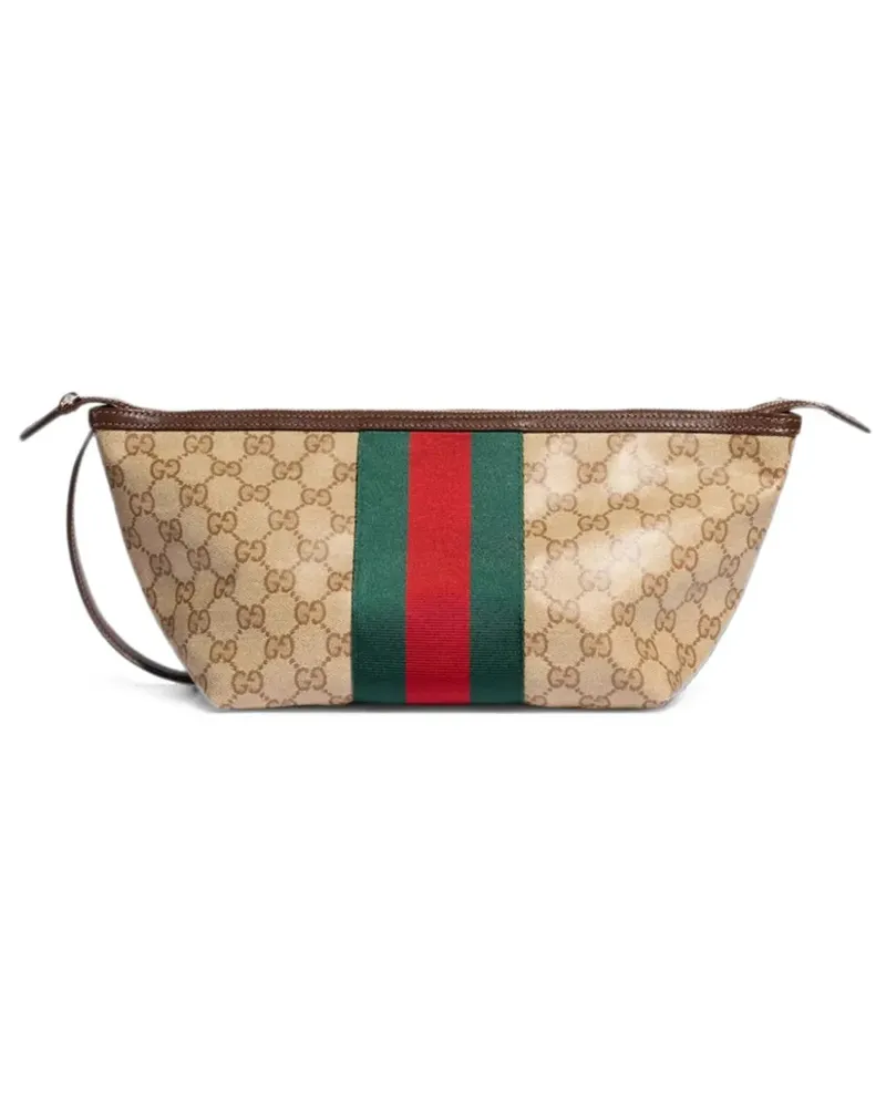 Gucci GG Supreme Web stripe clutch bag - Nude Nude