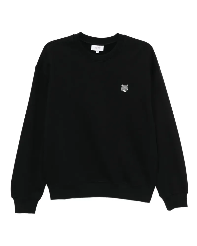 Kitsuné Sweatshirt mit Fuchskopf-Stickerei - Schwarz Schwarz