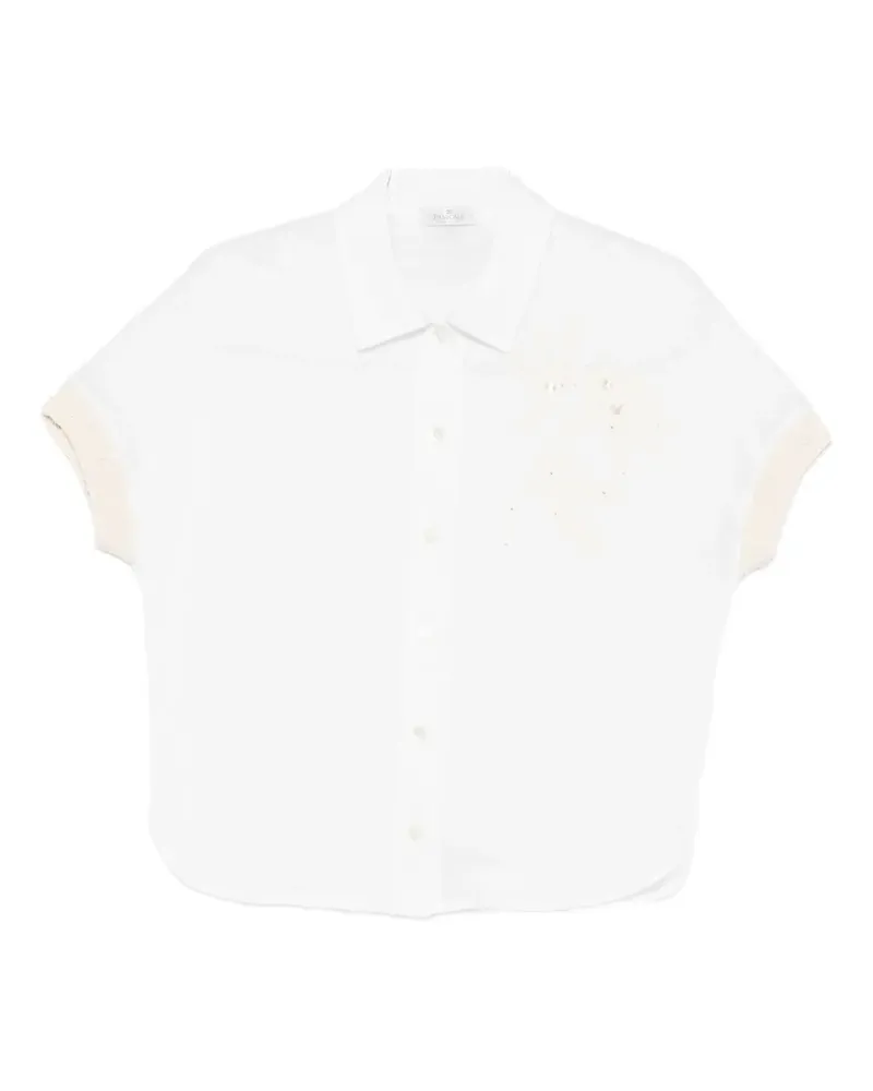 PANICALE Cashmere sequin-embellished floral-embroidered shirt - Weiß Weiß