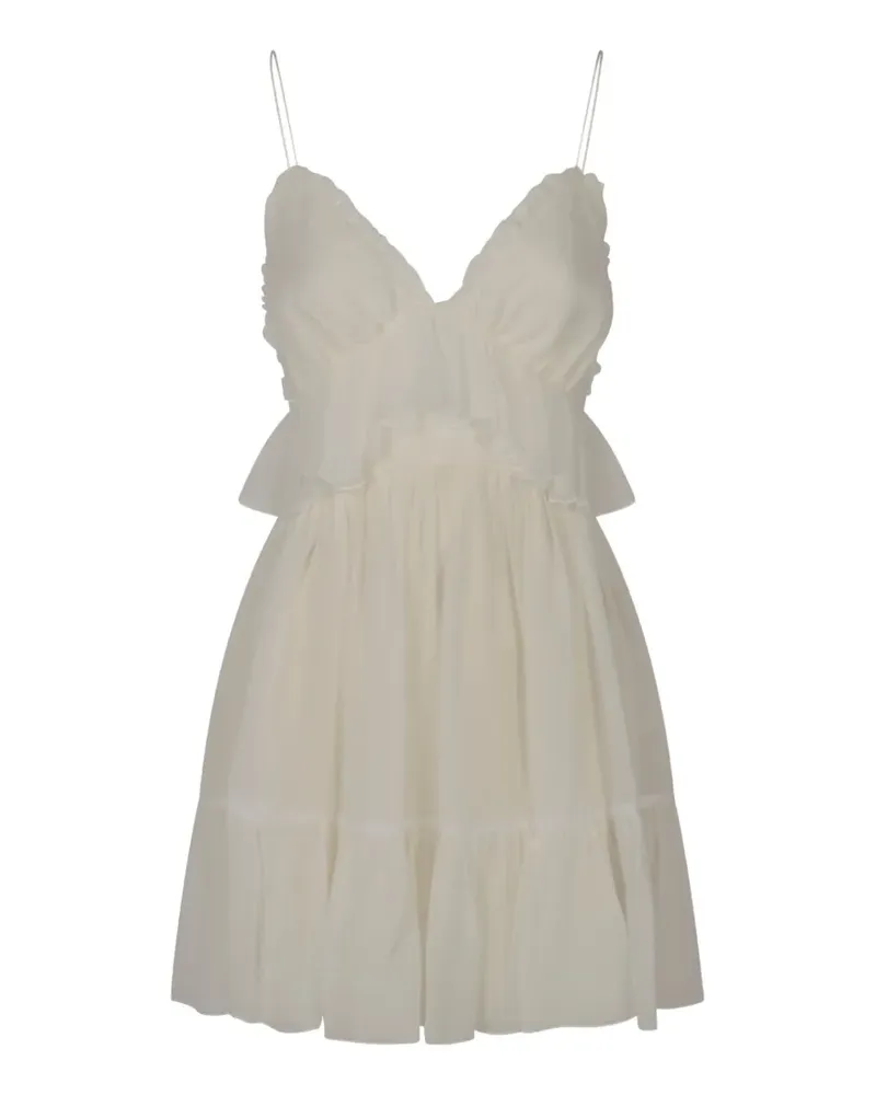 Raquel Diniz ruffled-trim tiered mini dress - Weiß Weiß